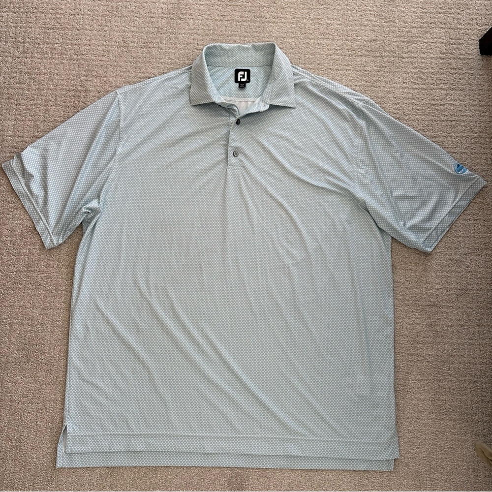 FootJoy Men's Polo Shirt Blue Geometric Pattern Size XXL
